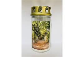 Ewiglichtkerze mit Motiv "Baum-Allee"