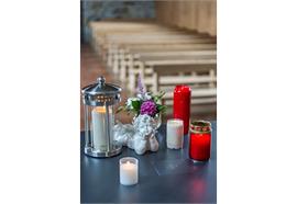 Grablichter im Glas Golddeckel 70/120 mm rot