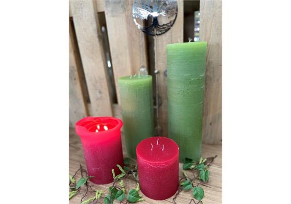 Raureif-Stumpen 3 Docht D: 120mm H: 120mm rosa