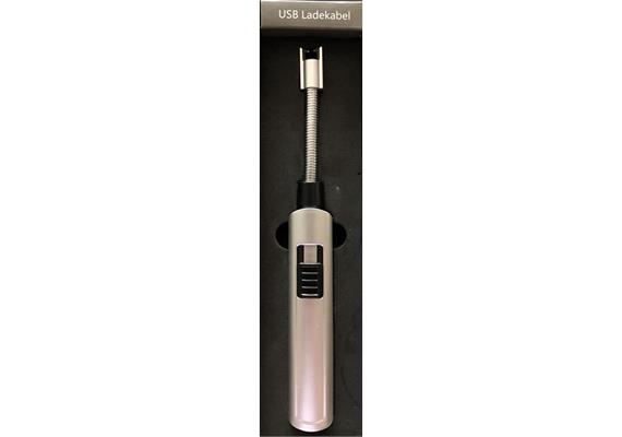 Stabfeuerzeug USB silber mit flexibles Zündrohr