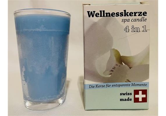 Wellnesskerze im Glas 50/90 mit Duft veilchen (bla