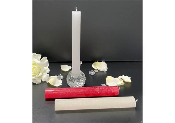 Raureif-Stabkerzen D:22mm H:180mm weiss