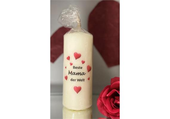 Bilderkerze mit Herzen, Beste Mama der Welt